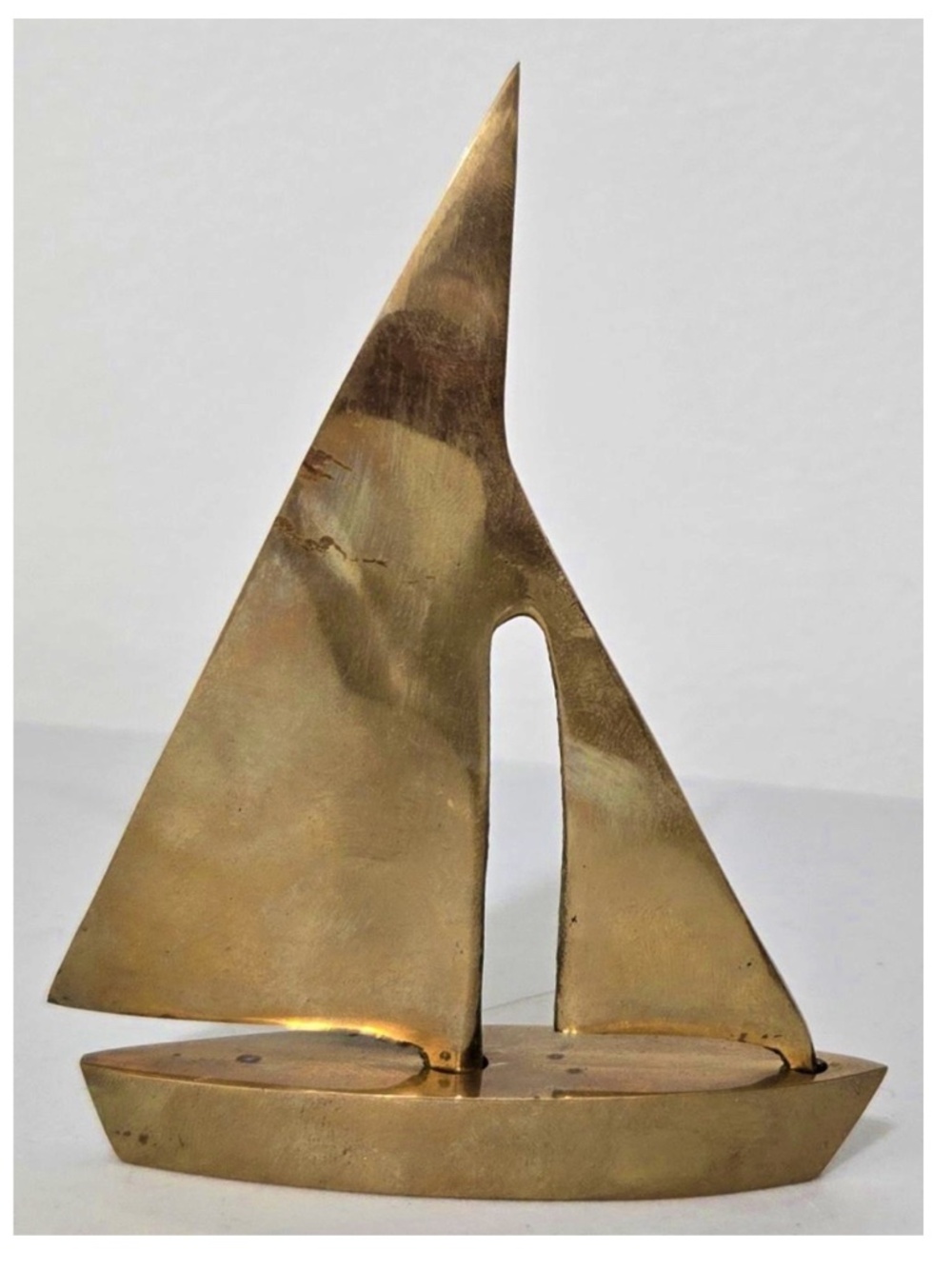 Vintage Sailboat Brass Gold Home Nautical Sculpture Décor Sea Accent Display VTG